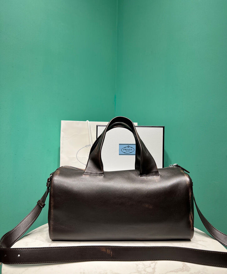 Prada Small Nappa Leather Duffle Bag 2VC046 Dark Coffee